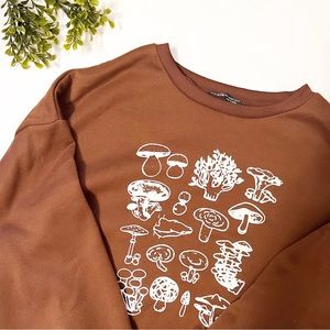 Shein| Cartoon Mushroom Print Drop Shoulder Thermal Pullover